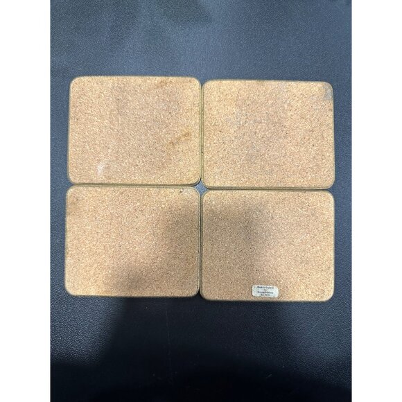 Set Of 4 Vintage Brooks Brothers Cork Back Nautical Ship Art Coasters England - Picture 5 of 6